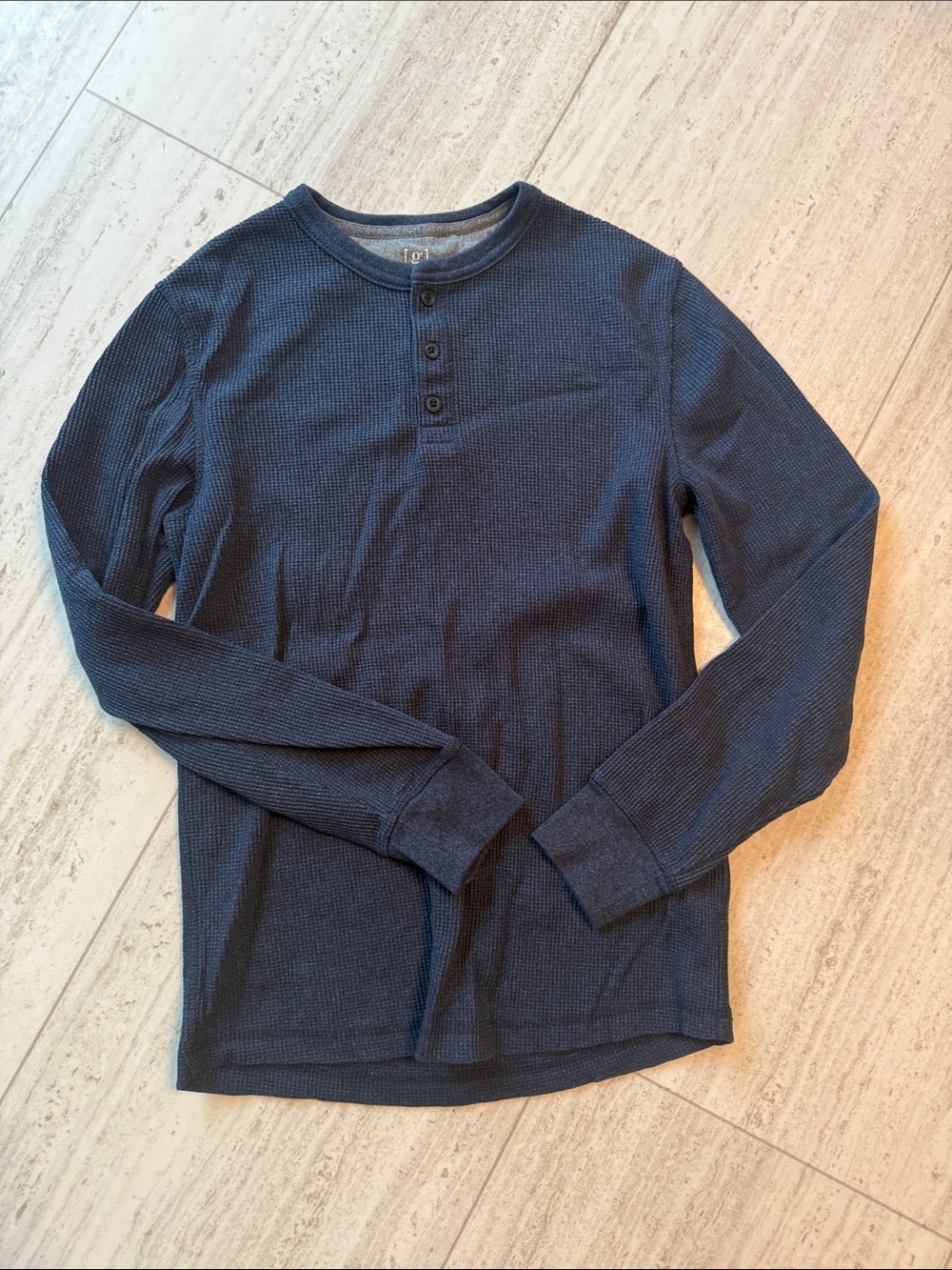 Men's Navy Thermal Henley Long-Sleeve